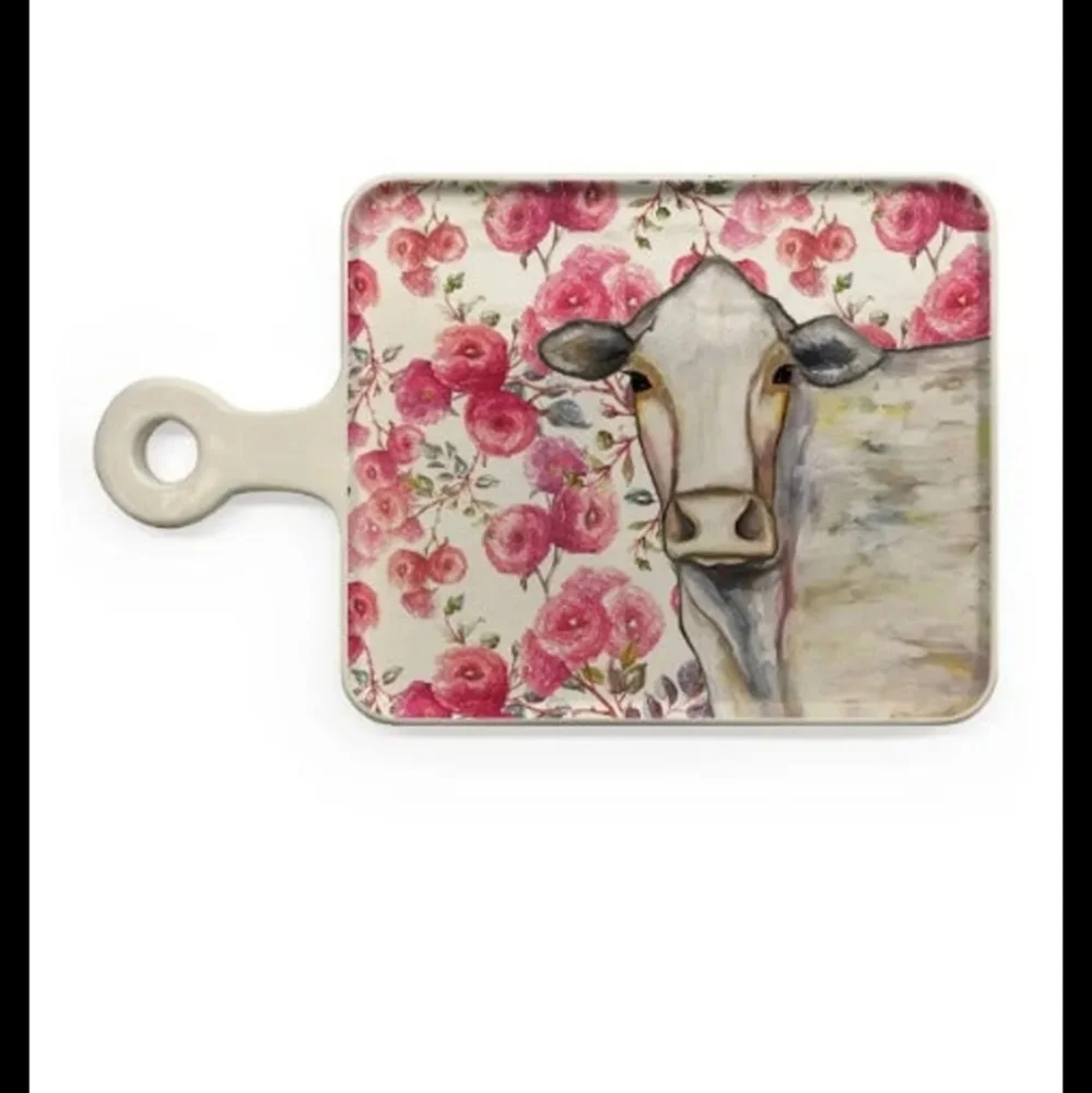 FLORAL COW CERAMIC CHARCUTERIE  BOARD GreenBox Art Eli Halpin BNWT $158 FIRM $$
